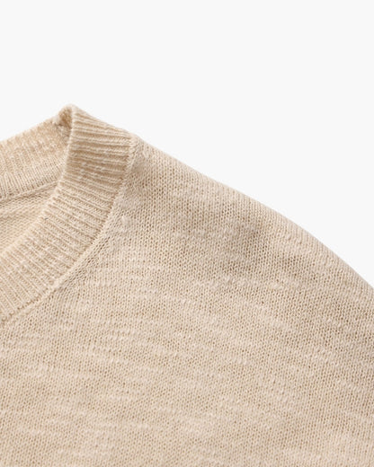 חולצת בסיס עם צווארון עגול מפשתן וכותנה