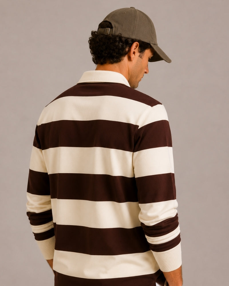 חולצת פולו רוגבי וינטג׳ עם פסים