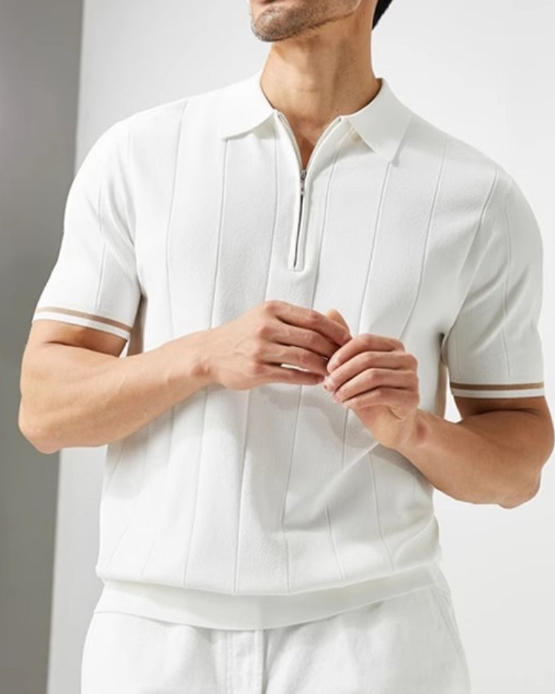 חולצת פולו Signature עם גימורים בצבע מנוגד
